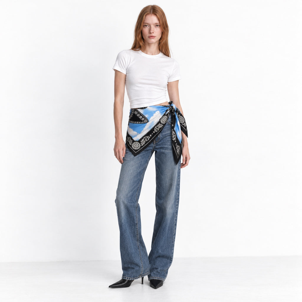 ADORNED SADDLE SILK SCARF