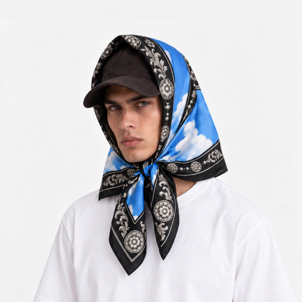 ADORNED SADDLE SILK SCARF