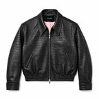 NOIR EMBOSSED LEATHER BOMBER