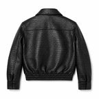 NOIR EMBOSSED LEATHER BOMBER