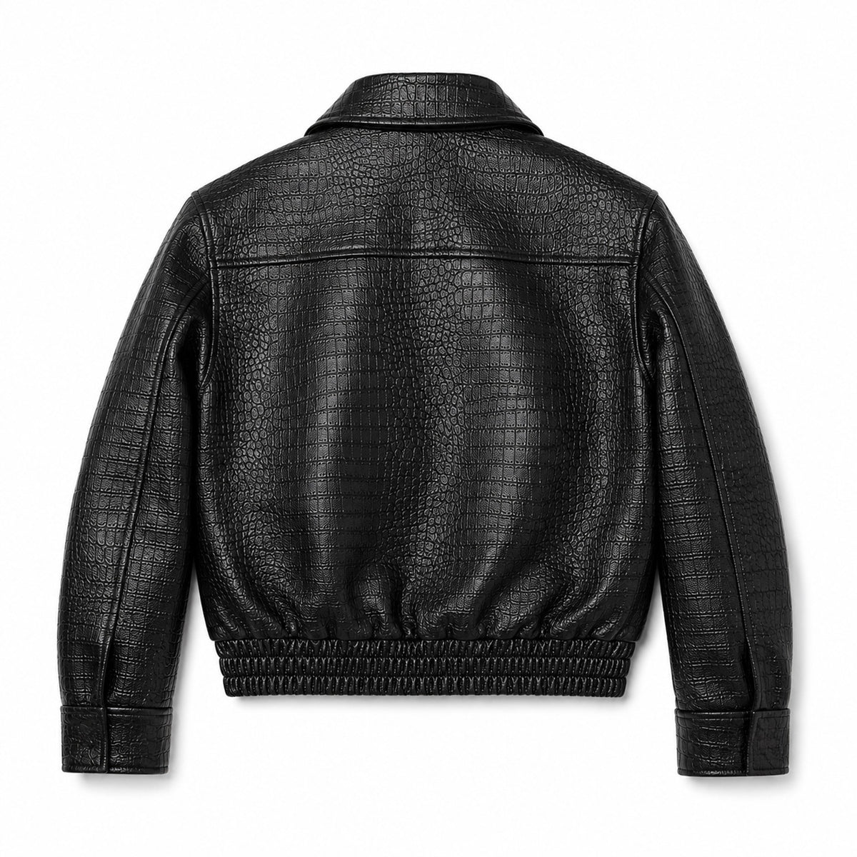 NOIR EMBOSSED LEATHER BOMBER